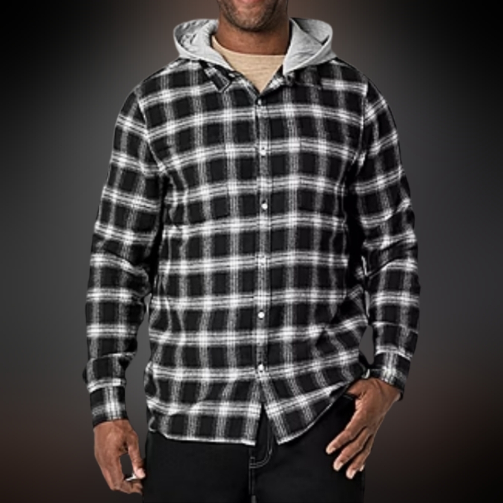 Arizona Mens  Hooded Long Sleeve Adaptive Regular Fit Big and Tall Flannel Shirt